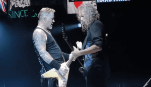 James Hetfield and Kirk Hammett in London