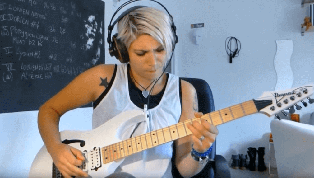 Talented female guitar player