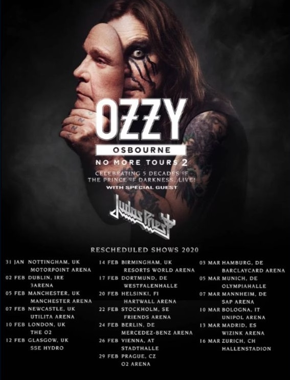 Ozzy Osbourne european 2020 tour