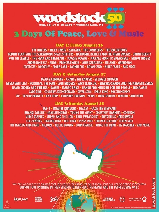 Woodstock 50 uodated line up