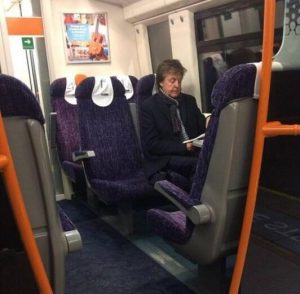 Paul McCartney on a bus