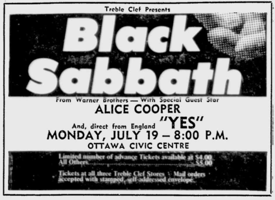 Black Sabbath, Queen and Deep Purple opened for yes