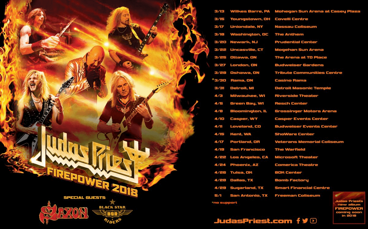 Judas Priest tour dates 2018