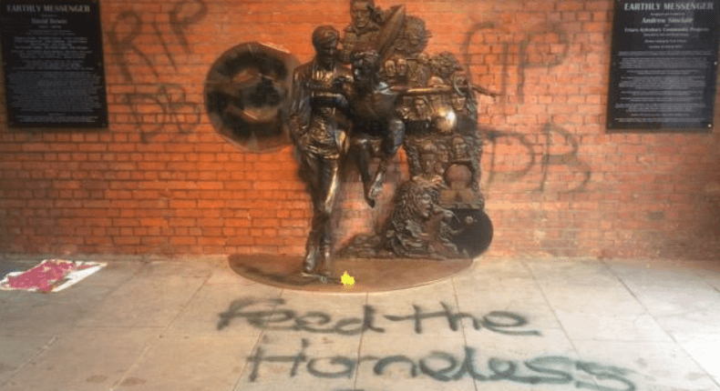 David Bowie statue vandalized
