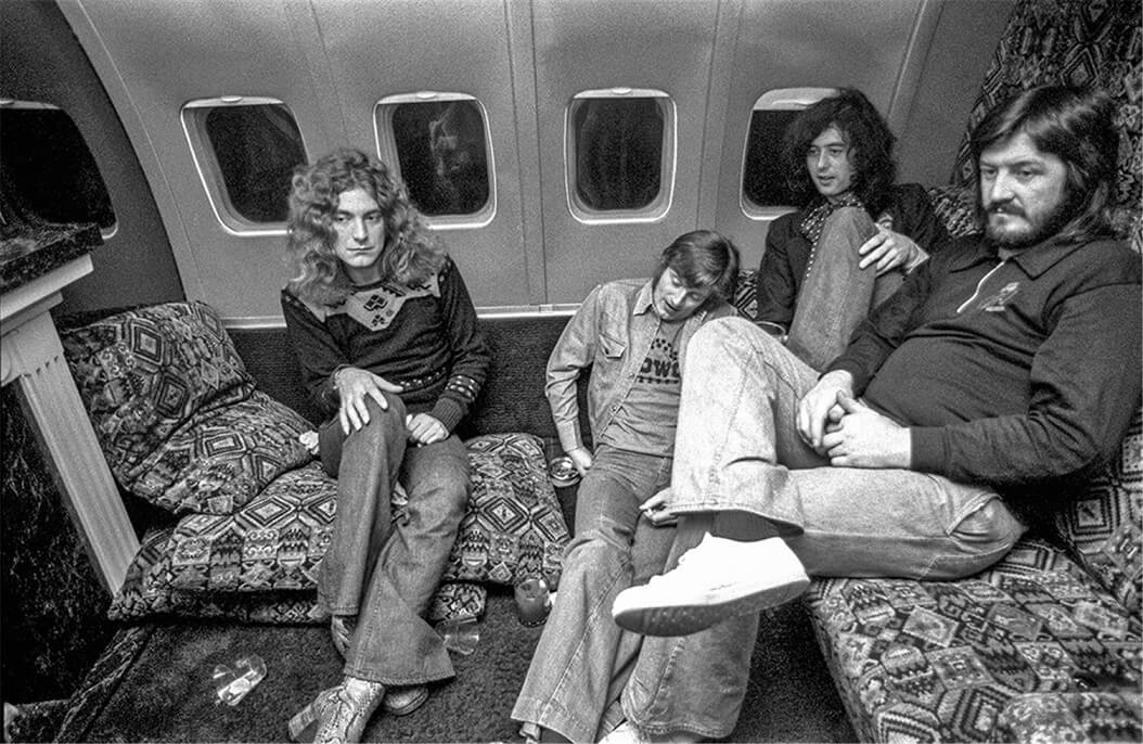 Led Zeppelin on their airplane