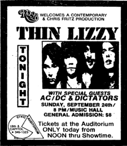 ACDC opening for Thin Lizzy