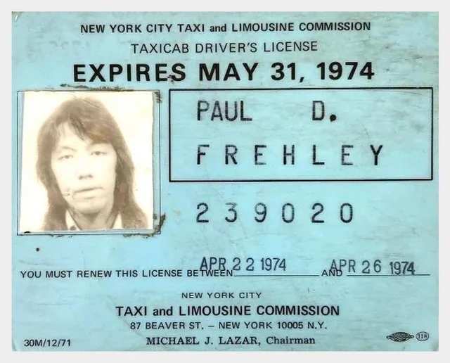 Ace Frehley taxi cab license