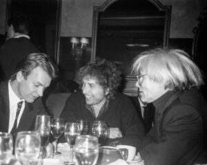 Andy Warhol, Bob Dylan and Sting in 1987