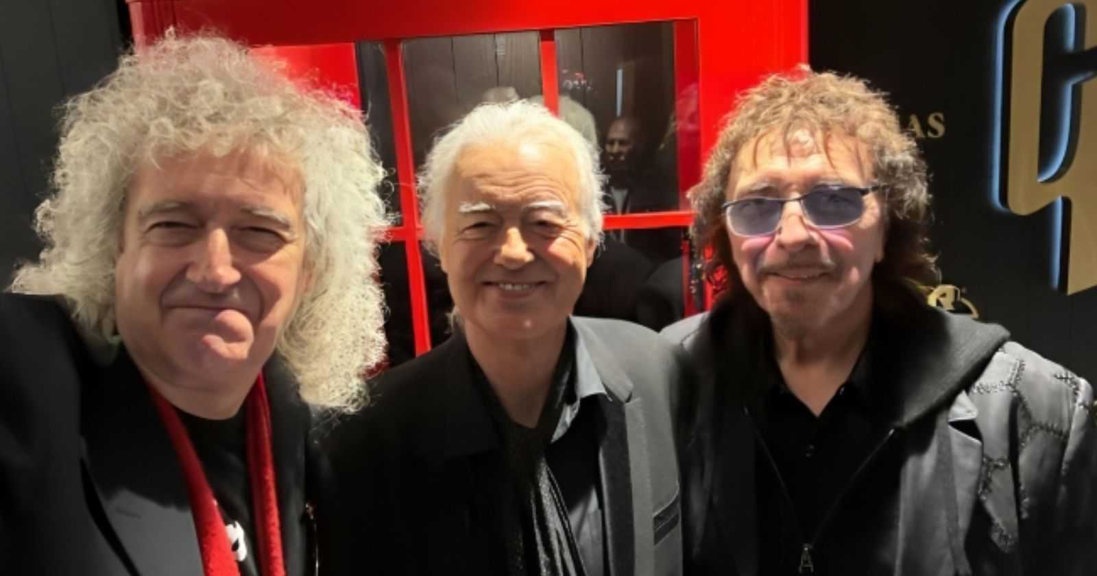 Brian May with Jimmy Page and Tony Iommi