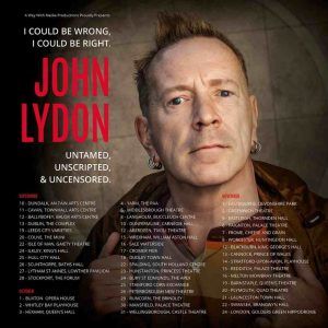 John Lydon 2025 spoken word tour dates