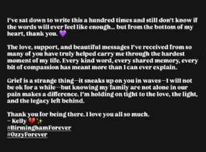 Kelly Osbourne thanks Ozzy fans