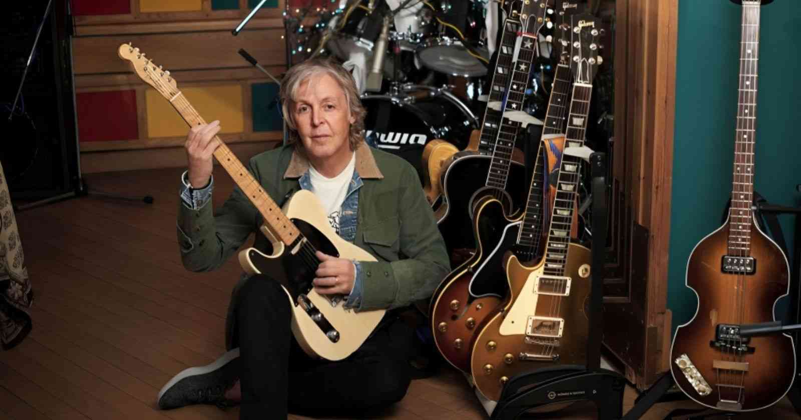 Paul McCartney with a telecaster guitar
