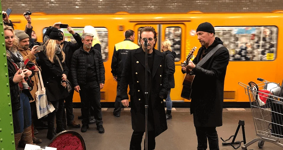 Bono Vox and The Edge in Berlin subway