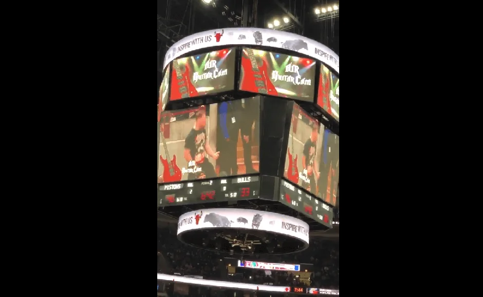Air guitar on NBA match