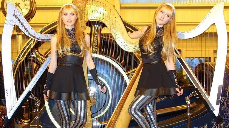 Harp Twins playing Iron Man